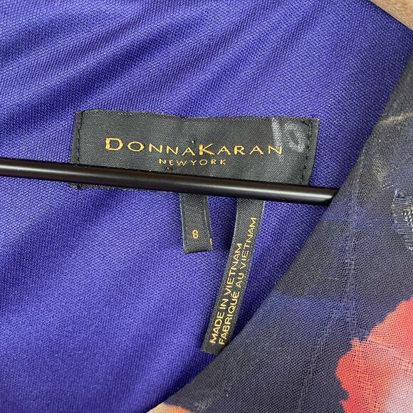 DONNA KARAN Sleeveless Dress Women's 8 Purple Floral Evening  Midi Asymmetrical - Picture 9 of 15